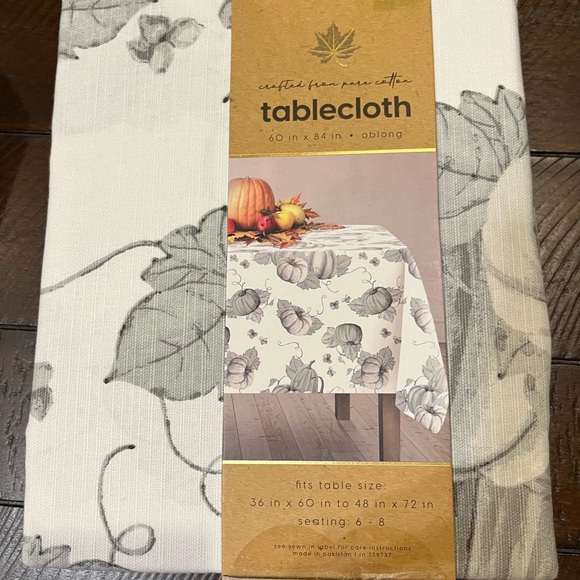 NWT – "FROM THE HEARTH" BLUE PUMPKIN 60” X 84” OBLONG TABLECLOTH - Picture 1 of 6